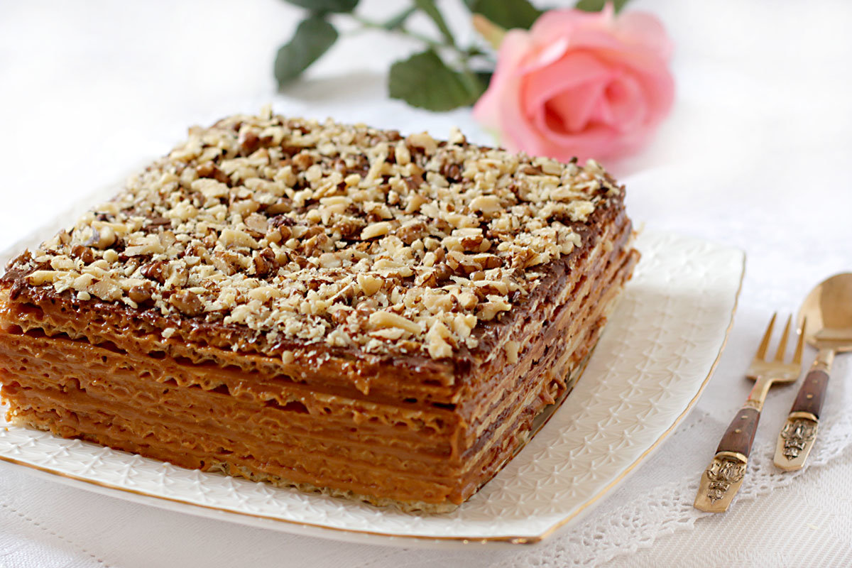 Вафельный торт со сгущенкой рецепт с фото