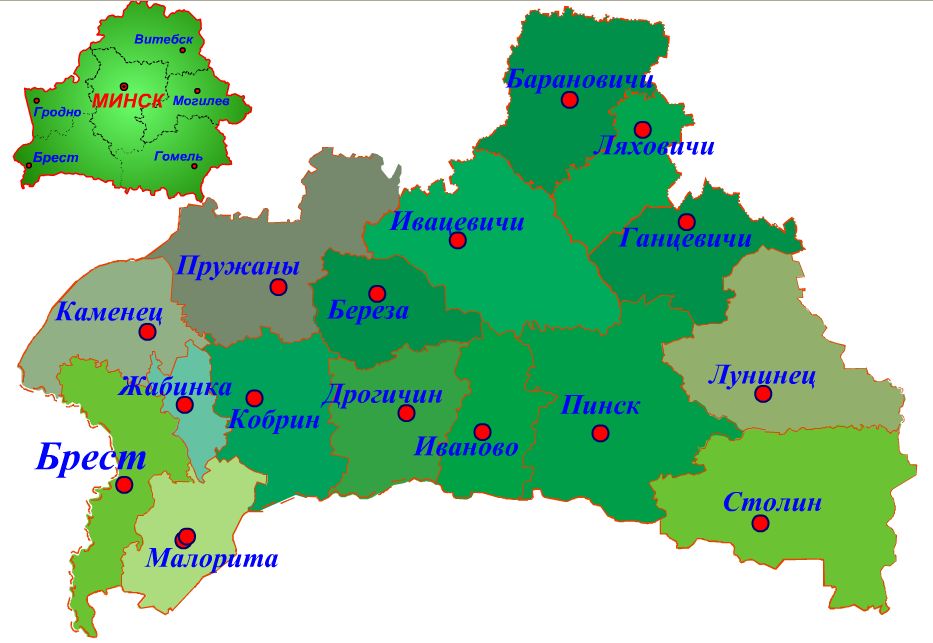 Карта брестской области белоруссии