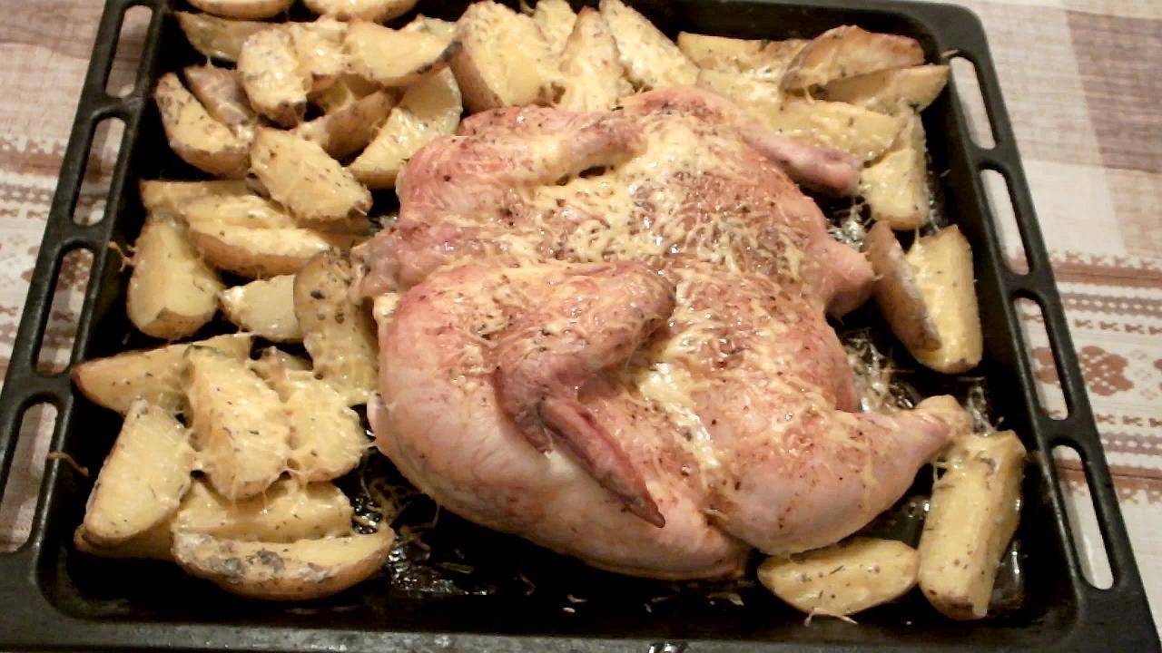 Курица с картошкой в протвине в духовке рецепт с фото пошагово в