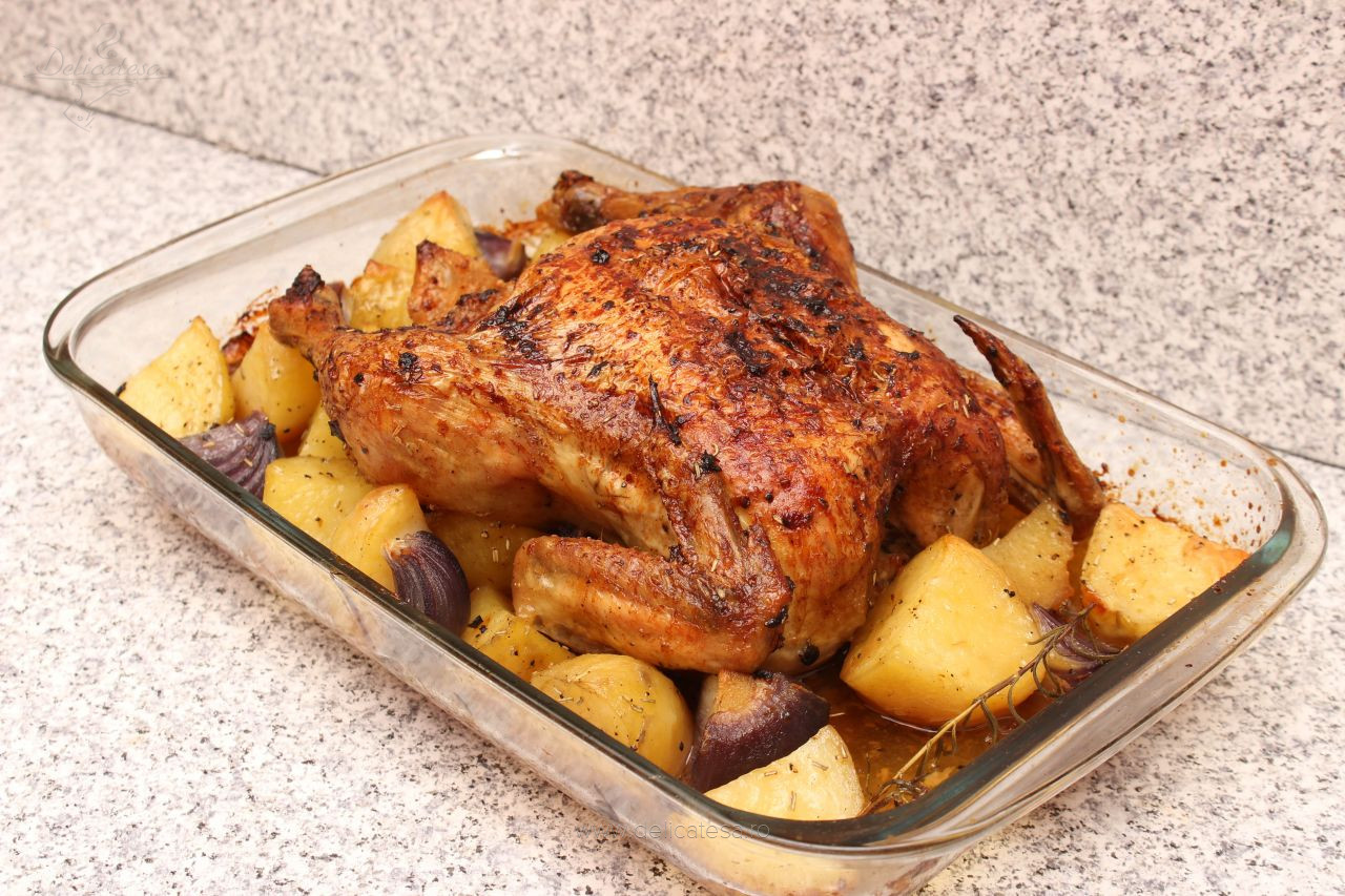 Курица запеченная с овощами в духовке рецепт с фото пошагово в